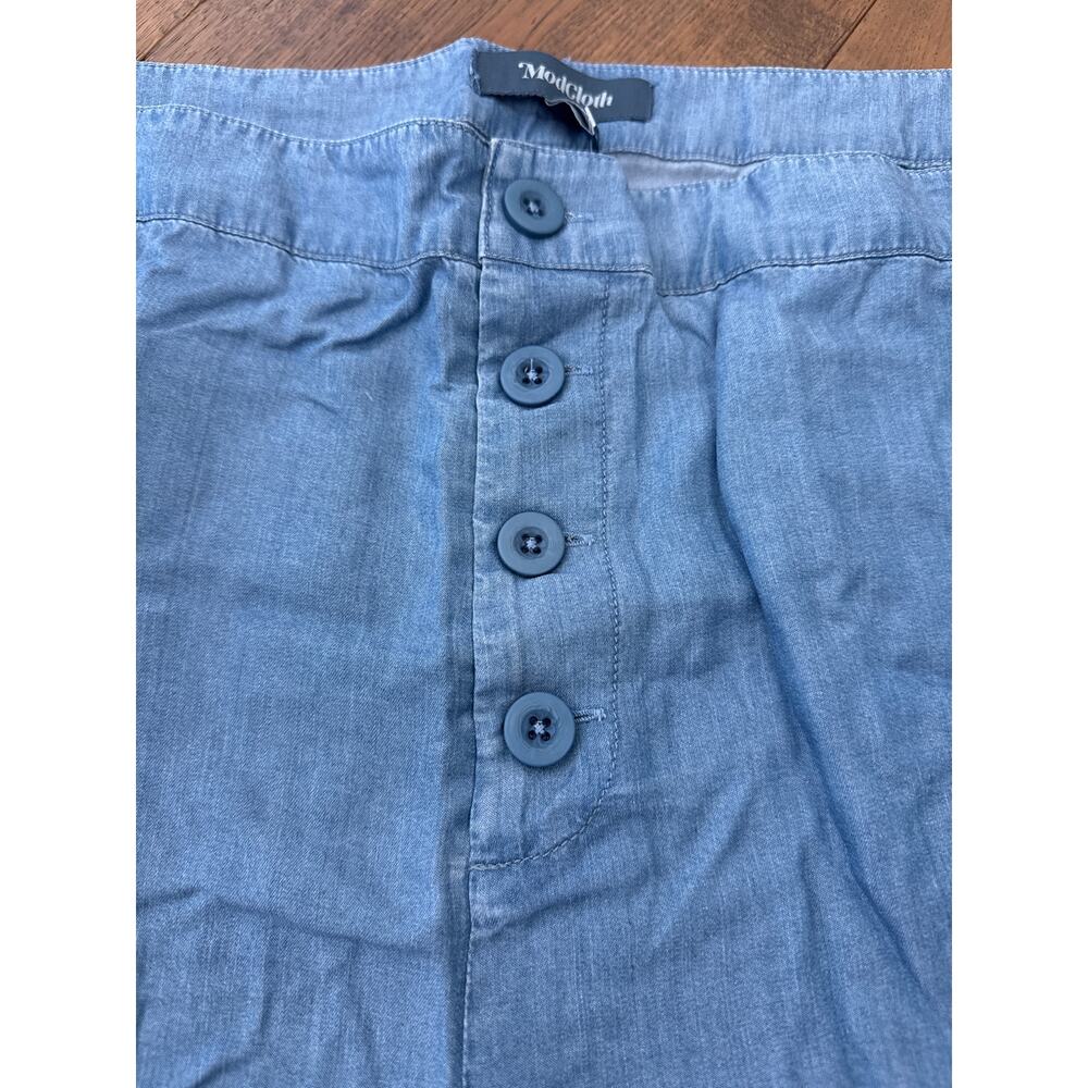 ModCloth Denim Chambray Shorts Blue High Waisted Lightweight Preppy Sz 26 NWT - Picture 4 of 10